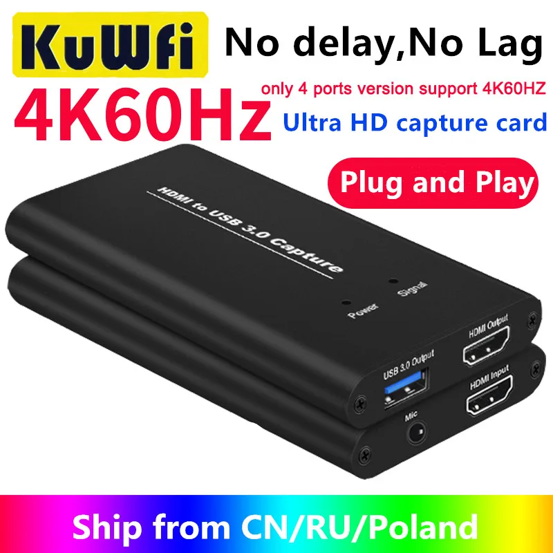 KuWFi 4K видеозахвата USB3.0 к USB карта ключ игра потоковая прямая трансляция с