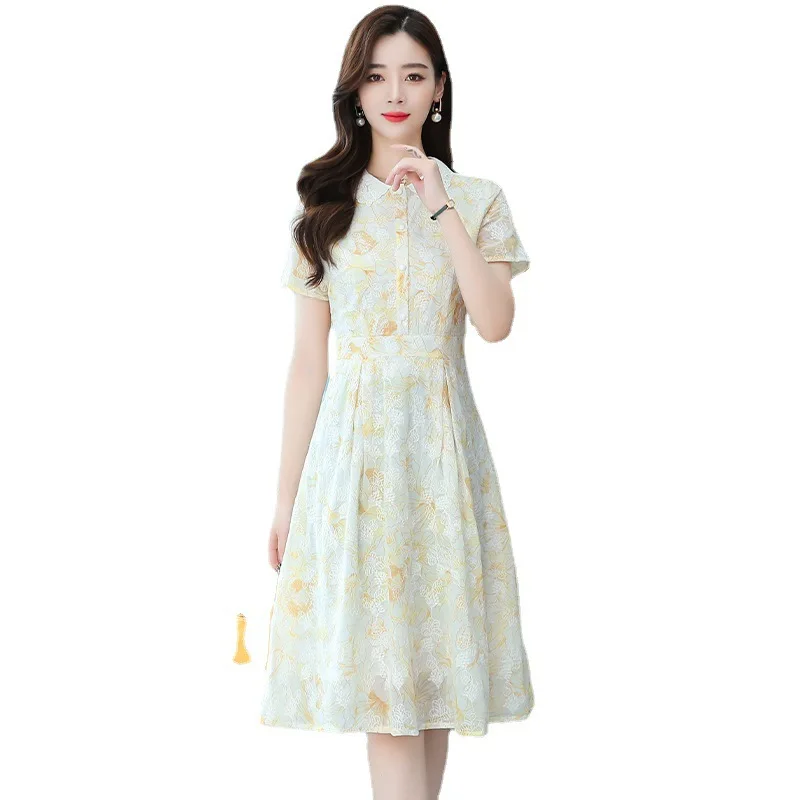 

Chiffon floral dress women's summer 2021 new style lady's fashionable dress