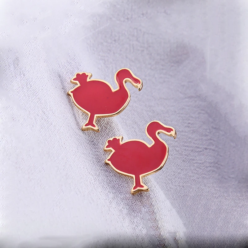 Красные Эмалевые Серьги гвоздики не вызывающие аллергии Dodo Bird брендовые дизайнерские серьги африканские
