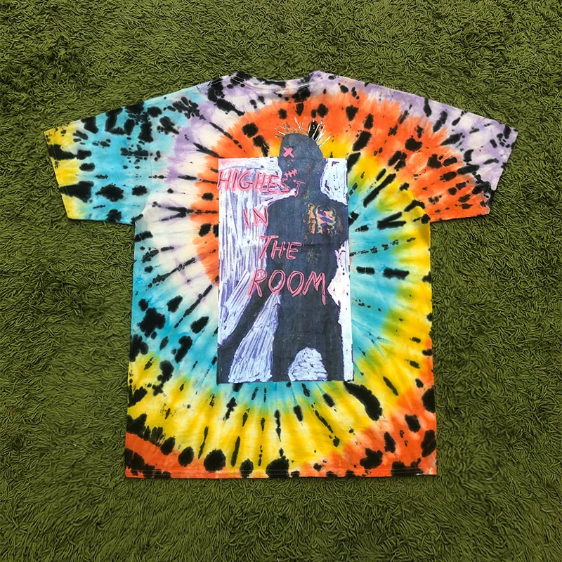 

2020ss Astroworld Travis Cactus Jack HIGHEST IN THE ROOM TIE-DYE Tee Men Women Best Quality TRAVIS SCOTT T-shirts