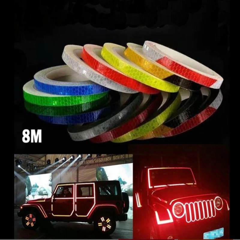 

1cmx8m Bike Reflective Stickers Cycling Fluorescent Reflective Tape MTB Bicycle Adhesive Tape Safety Decor Sticker Accessories