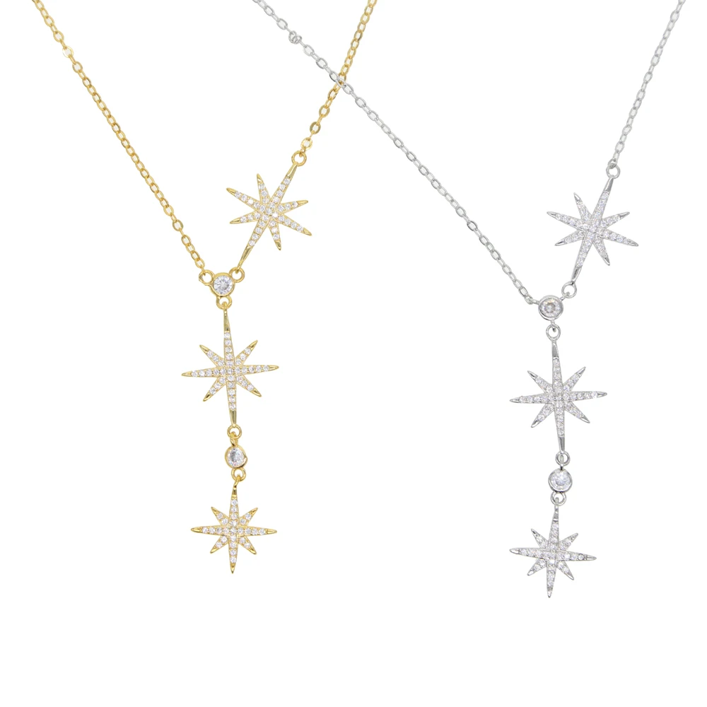 Длинная цепочка lariat NORTHSTAR CZ звеньевая sparking star charm подвеска Y женское сексуальное