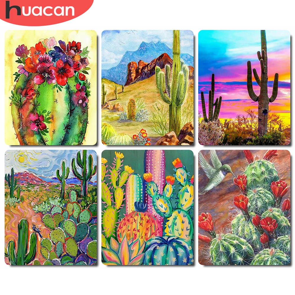 

HUACAN Painting By Numbers Cactus Picture Drawing Wall Art Coloring By Numbers Landscape Children's Room Decor