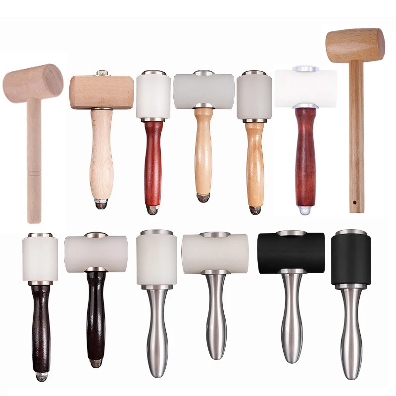 G40 16 Styles Leather Craft Carving Hammer Wooden Handle Nylon Mallet Punching Cutting Tools For Stamping Sew Leather Cowhide