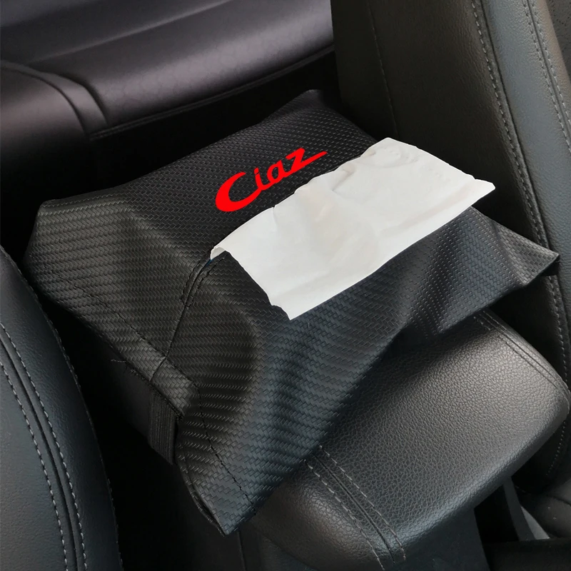 

High Quality Leather Stylish Car Armrest Box Tissue Box Seat Back Tissue Box Car Interior Accessories For Suzuki Ciaz