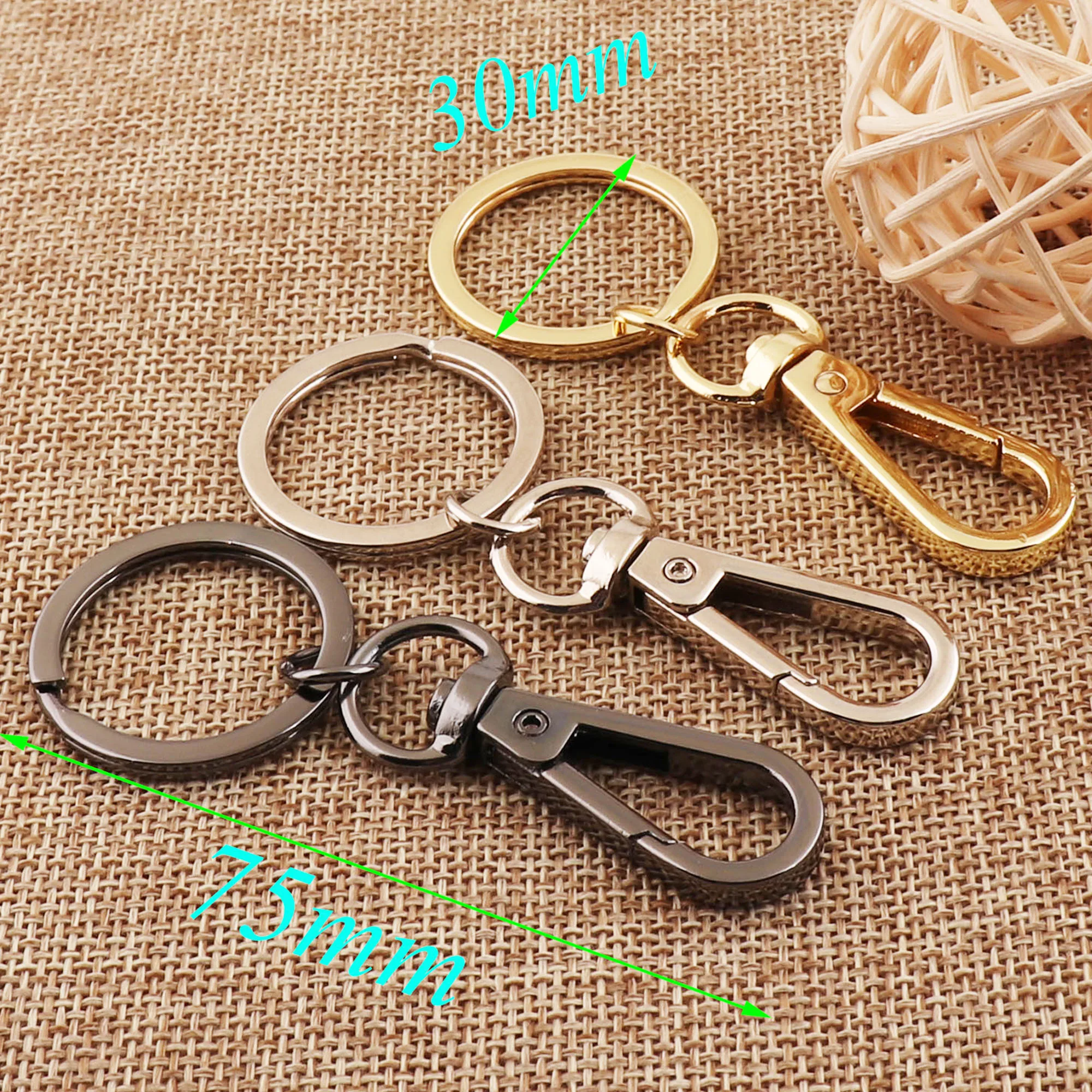10 шт. Поворотный замок карабин застежки брелок Золотой/Серебряный/металлический