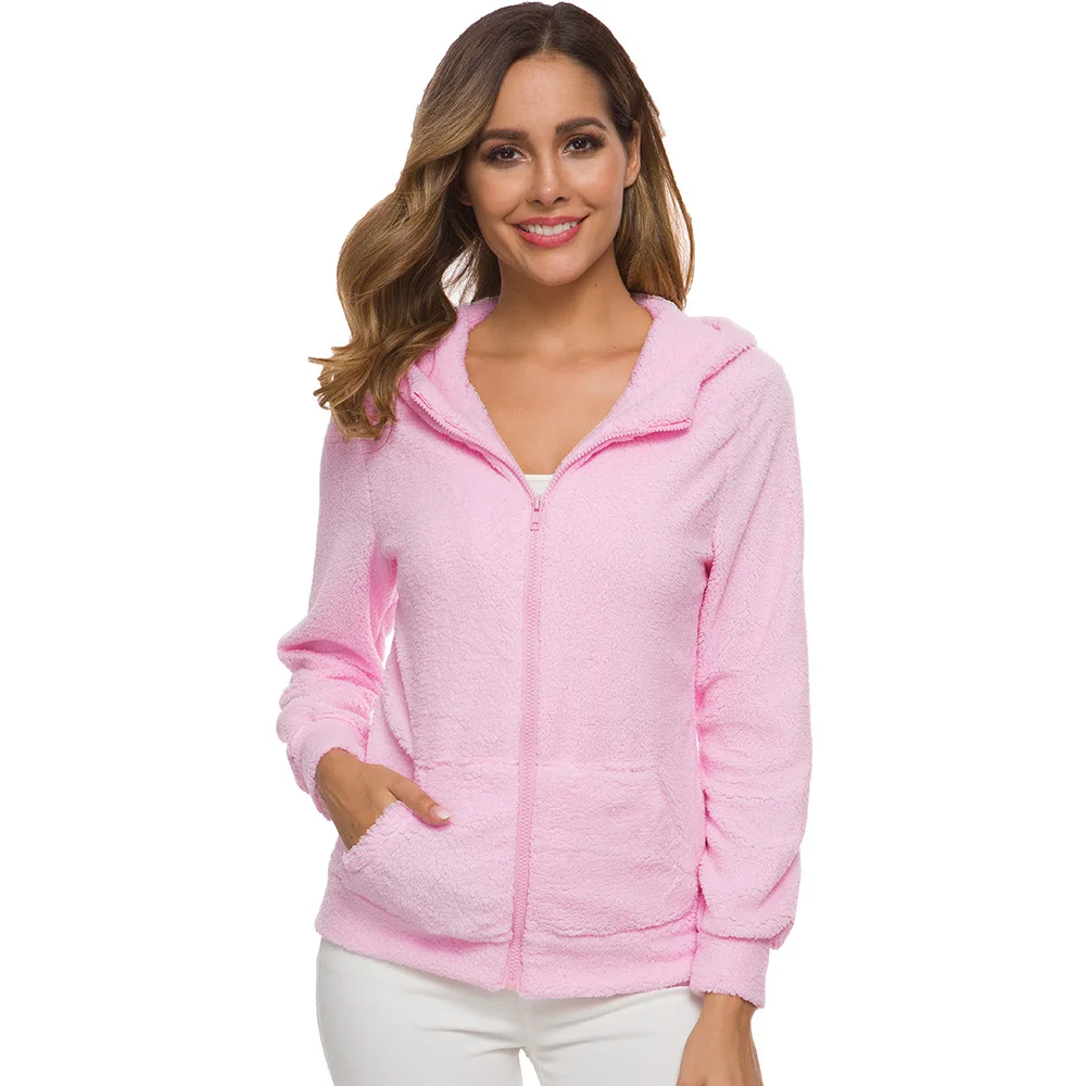 

Women Winter Solid Pink Sweatshirt Female Autumn Casual Designer Long Sleeve Clothes Dropshipping Harajuku Thicken Warm Shirt5XL