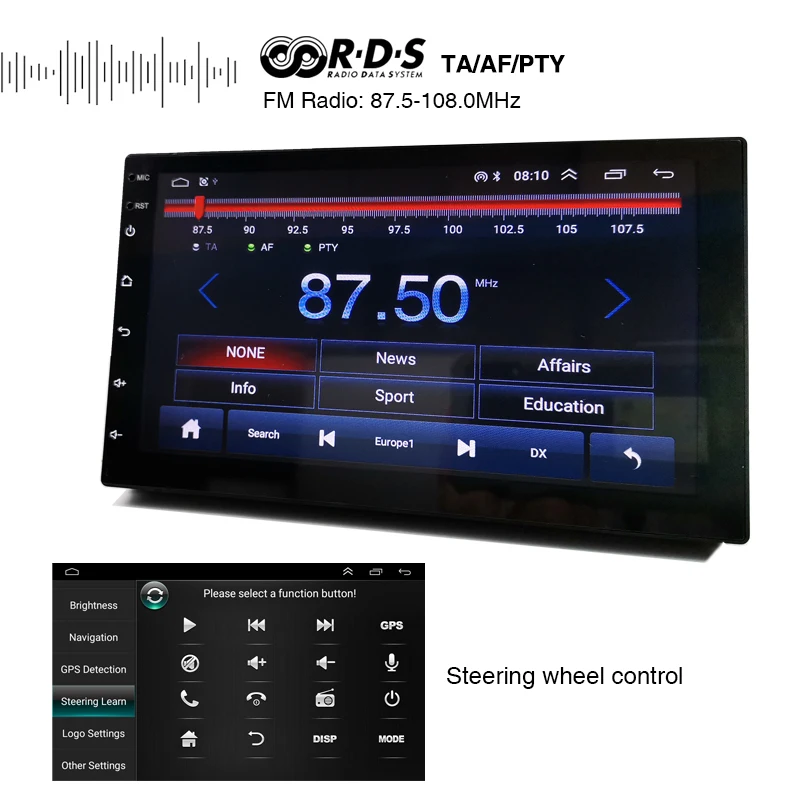 Беспроводной Carplay 2 Din Автомобильный Android Bluetooth Авто Радио RDS GPS навигация Wifi USB