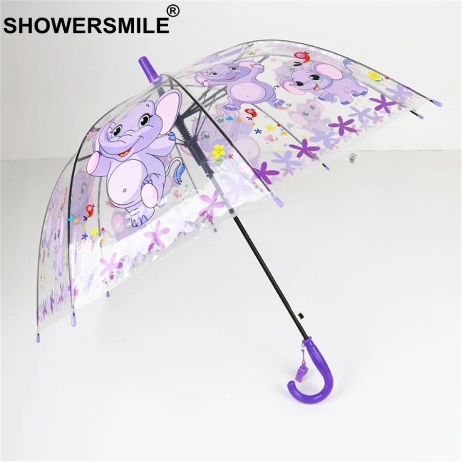 SHOWERSMILE Зонт с принтом животных для детей мультяшный прозрачный зонтик девочек