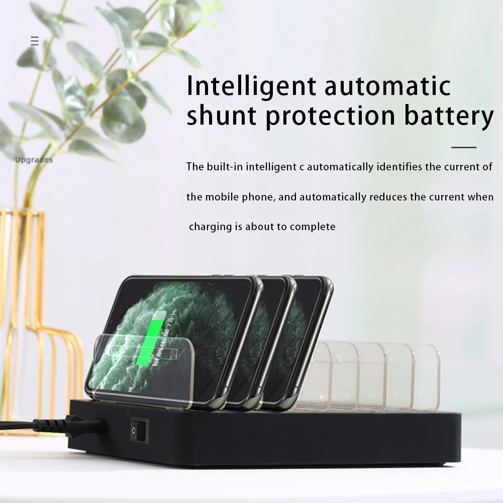 

8 Port Multi USB Charger,for iPhone 7 8 XS iPad QC3.0,Fast USB Charging Station for Samsung S8 S9 S10 Note 8 9 EU Plug