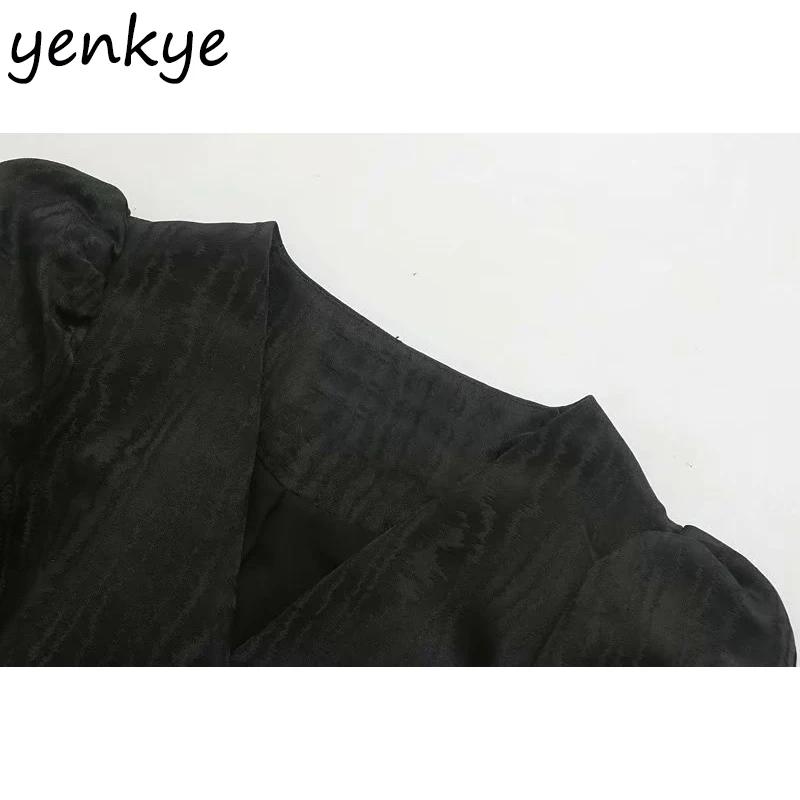 Женское винтажное офисное платье-блейзер черное платье-трапеция с v-образным