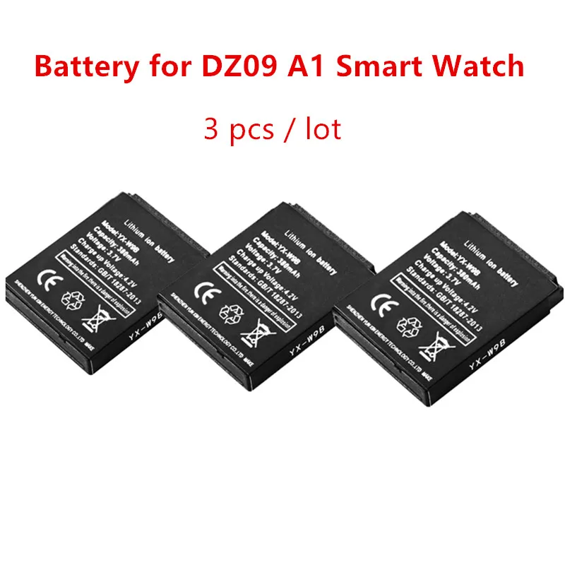 3 шт./лот для A1 DZ09 380 мАч перезаряжаемая батарея умных часов сменная Bluetooth|smart watch