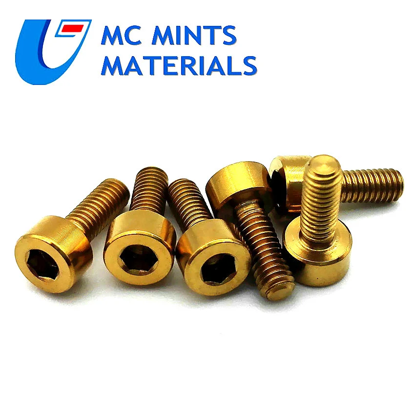 Титановый болт для велосипедной вилки цилиндр M3 x 8 мм TC4 вилка золотого цвета