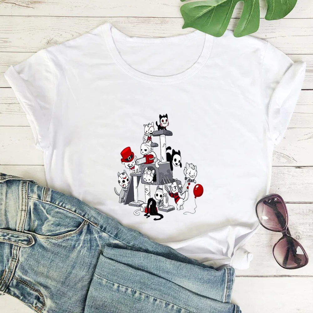 

Gothic Animal Print T-shirt Women Casual Summer Aesthetic Hipster Tshirt Women Cotton O-neck Short Sleeve Tee Shirt Women Top