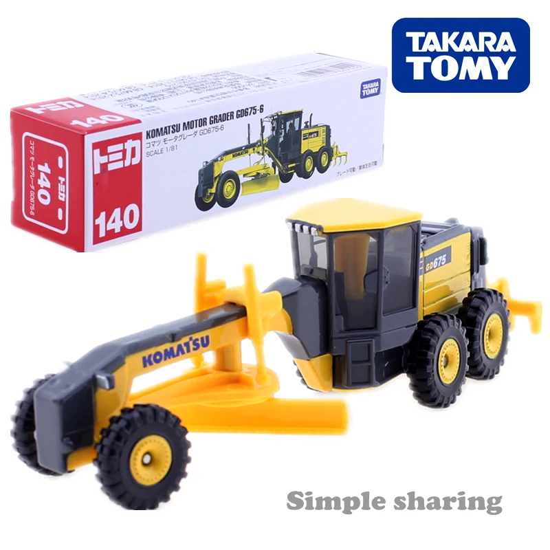 Автогрейдер Tomica длинного типа No.140 модель автомобиля Komatsu 1/81 Takara Tomy металлическая