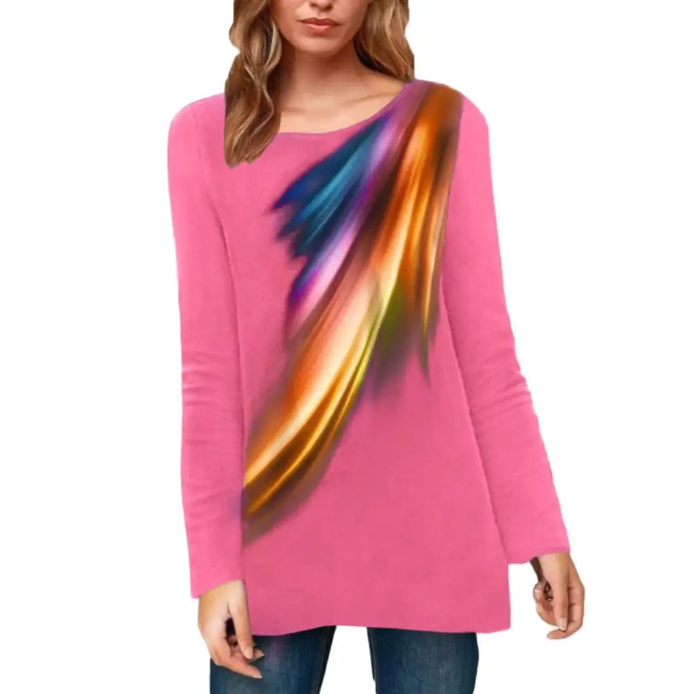 

Женская футболка с длинным рукавом, повседневный Свободный Топ с круглым вырезом и принтом, большие размеры, 2021