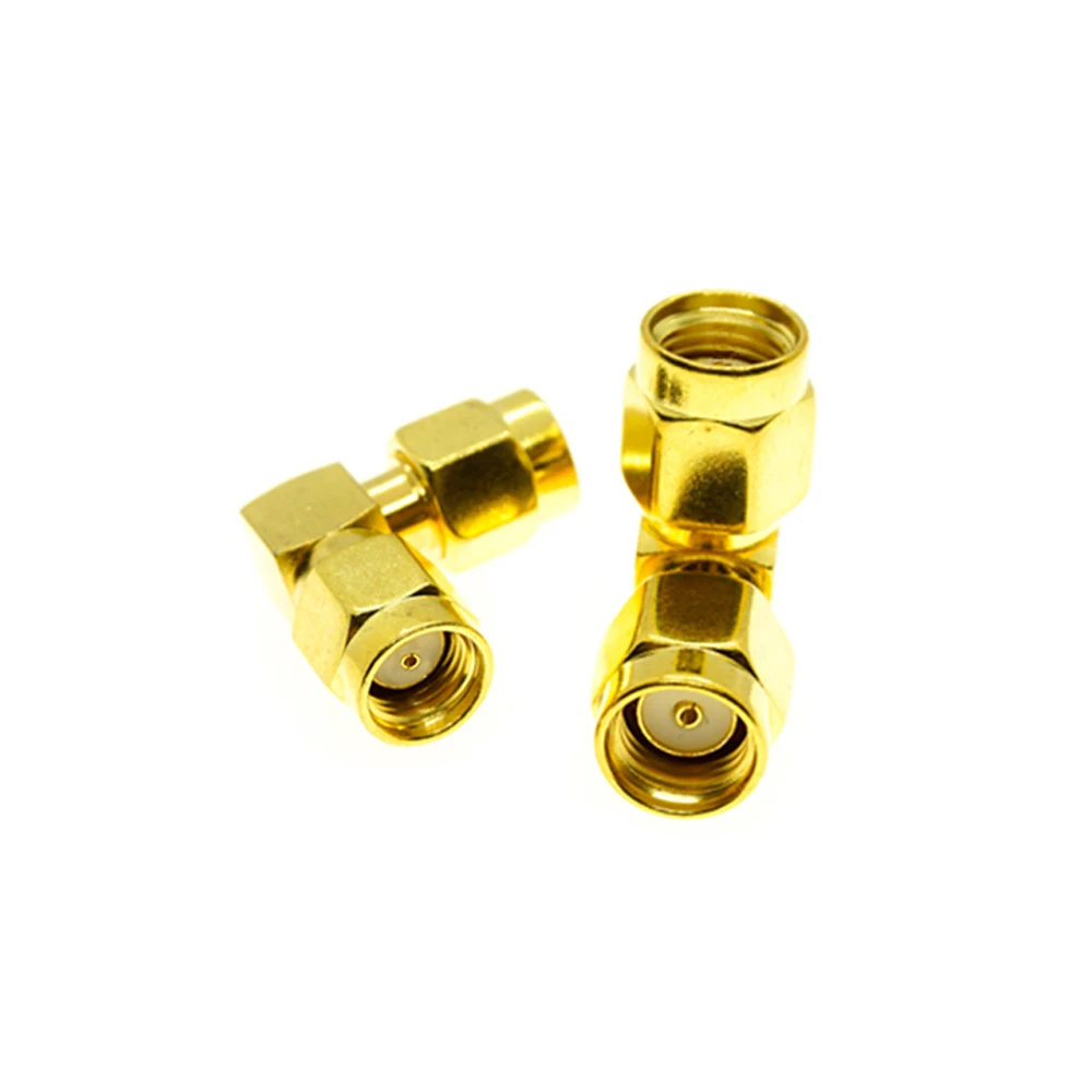 

Dual RP-SMA RPSMA RP SMA Male Jack To RP SMA Male Plug 90 Degree Right Angle Gold Brass Type L RF Adapter