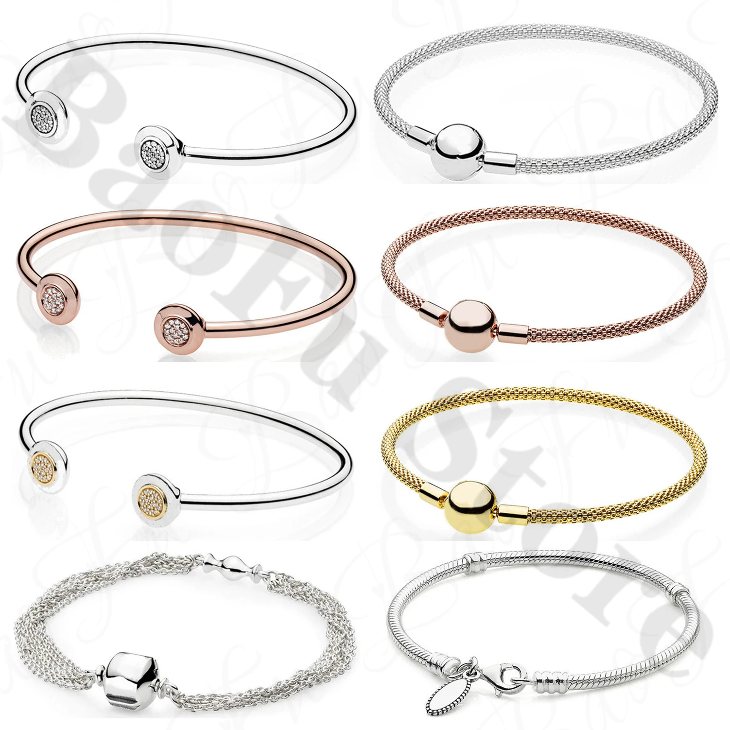 Оригинальный браслет из стерлингового серебра 100% пробы открытого типа