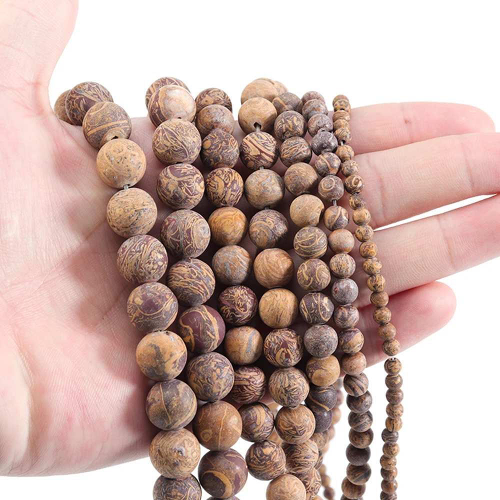 

Ciseng Natural Elephant Skin Jaspers Stone Beads Matte Round Loose Spacer Bead For Jewelry Making DIY Bracelet Necklace
