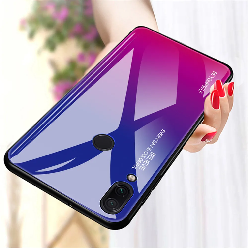 Градиентный чехол из закаленного стекла для Xiao mi Red mi Note 7 5 8 Pro 8T 8A 7A 6A mi 9T A3 Pocophone F1 чехол на красный mi Note 7 8 Pro Чехол