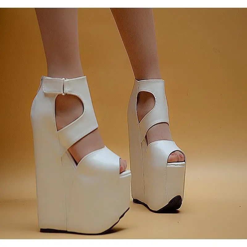 

Summer 2021the new ultra-high heel fishmouth sandals, wedges, thick heels and thick soles Roman Korean women's shoes tide 17cm