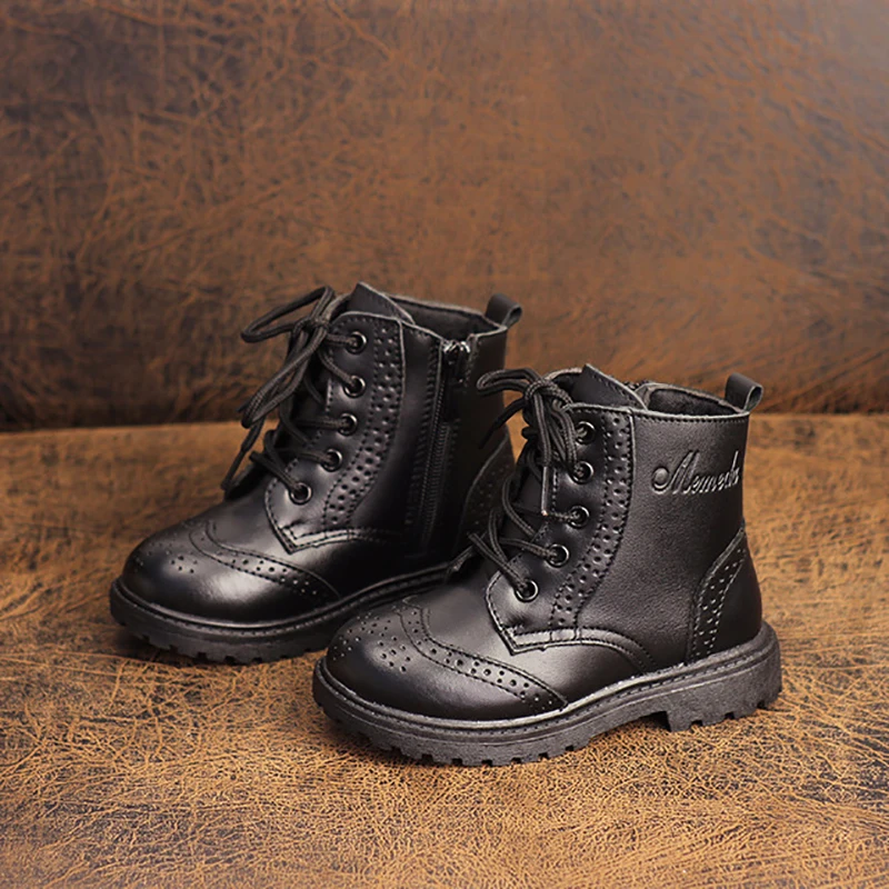 Осенне зимняя детская кожаная обувь Dolakids ботинки мартинсы для мальчиков и