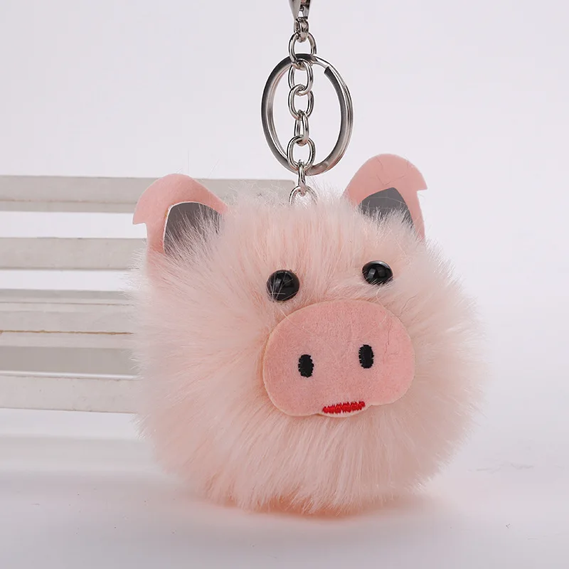 Брелок Chaveiro с шариком из искусственного кроличьего меха милый розовый мяч-свинка