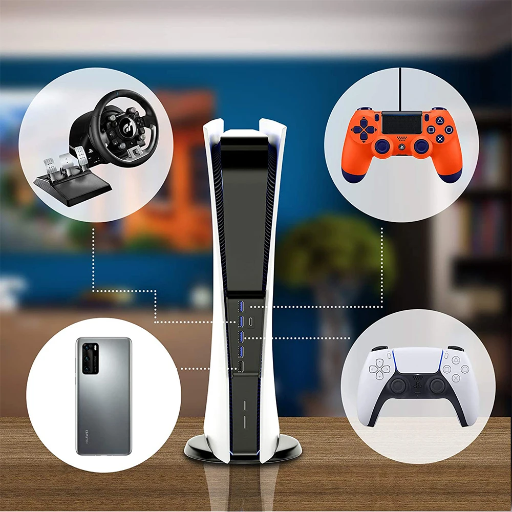 USB разветвитель 6 в 1 расширитель с 5 портами A + C для консоли PlayStation Digital Edition PS5 usb