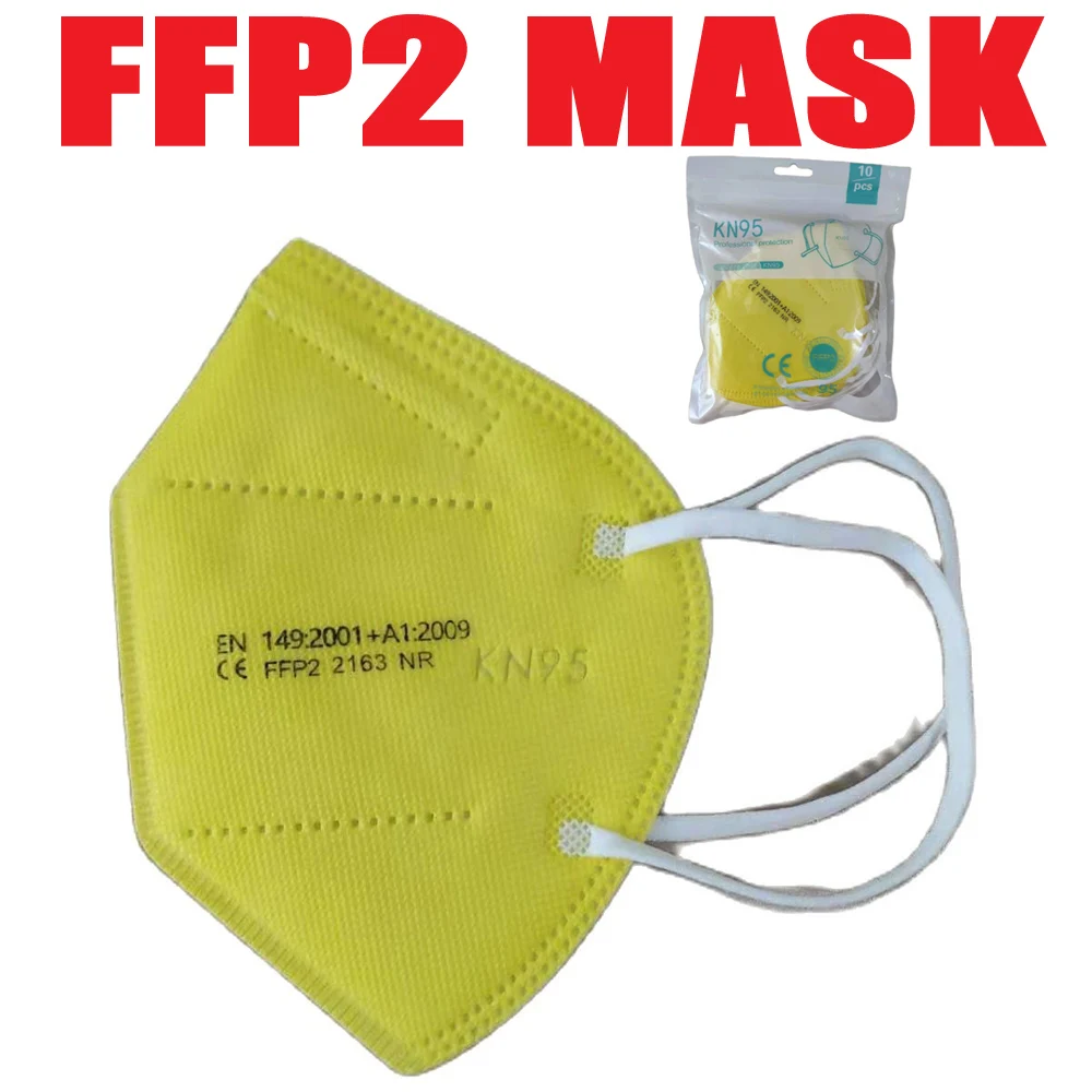 

FFP2 Mascarillas CE KN95 Face Masks Filter Adults ffp2mask 5-Layer Protective Maske fpp2 Dust Masque Yellow Masken Respirator