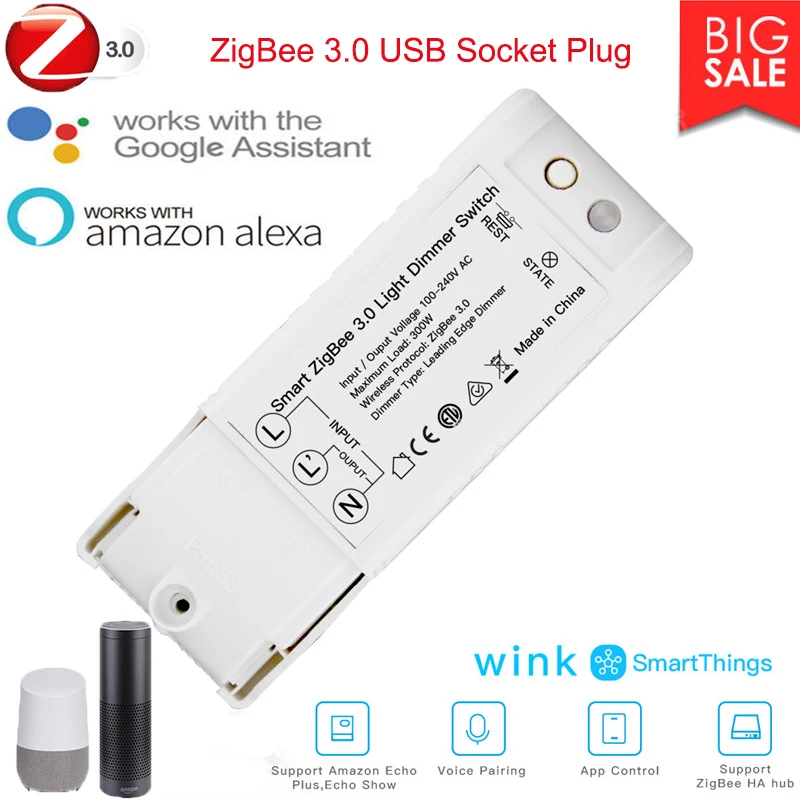 Смарт ZigBee 3 0 светильник Диммер контроллер для Echo Plus Wink Smartthings Hub система