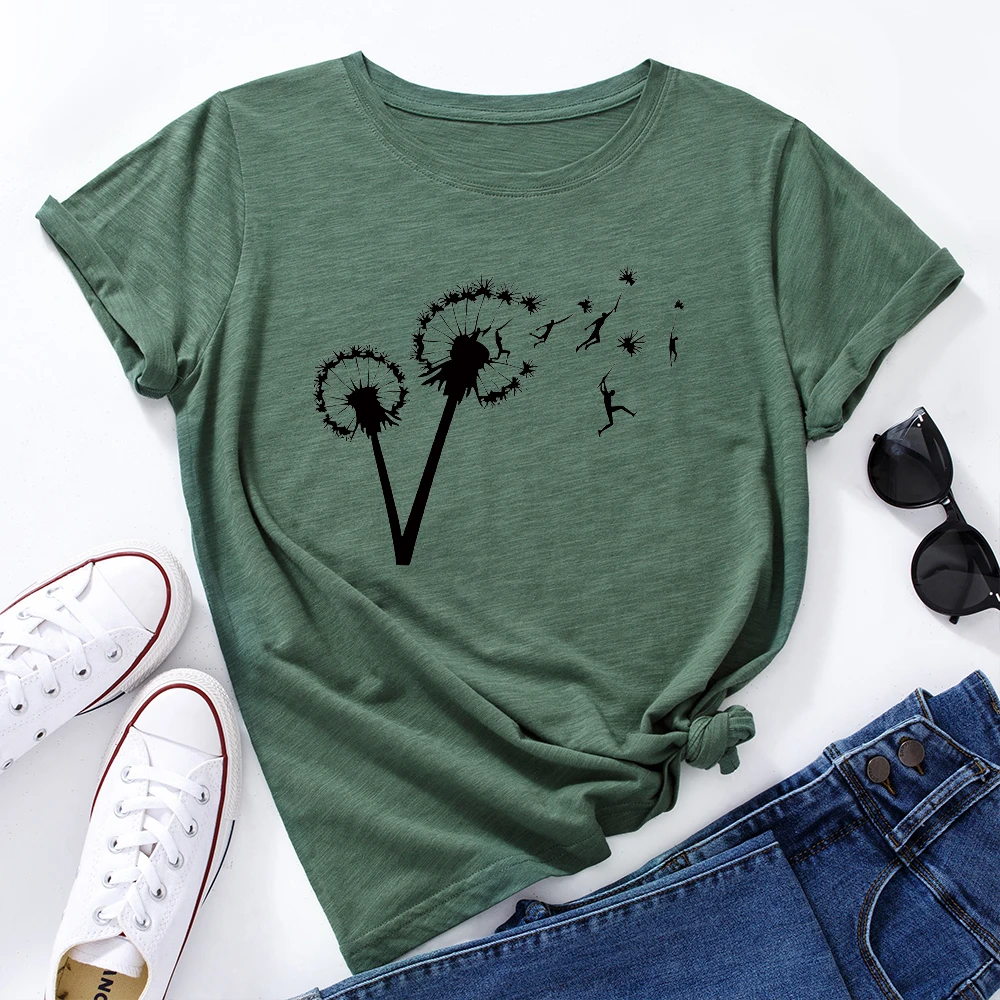 

Women T-shirt Graphic Tees Cotton T Shirts Tops Streetwear Oversized Clothes Short Sleeve Dandelion Print Funny Shirt