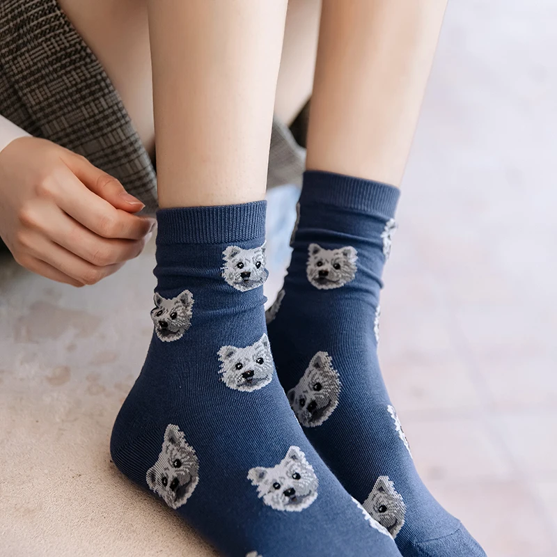 

Women Socks 2021 Autumn New Fashion Animal Cute Long Socks Cotton Korean Style For Women Breathable Casual Trendy Crew Socks