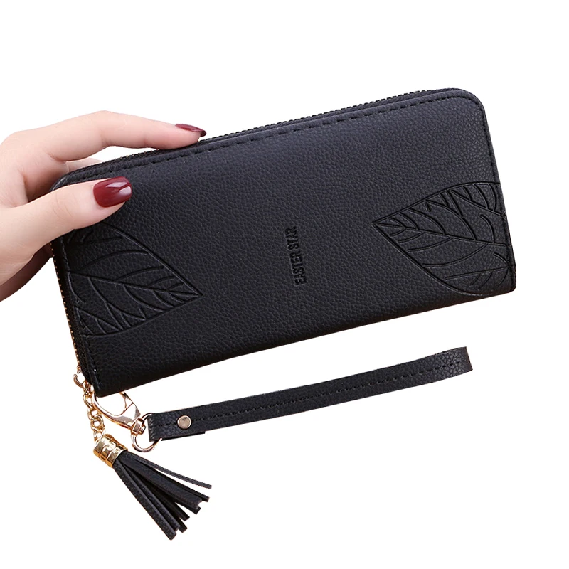 Breif модные женские кошельки персональный узор в виде листьев Длинный кошелек на