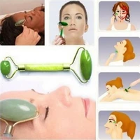 2 in 1 by natural jade scraper massager with stones for face neck back and jawline green roller tools set