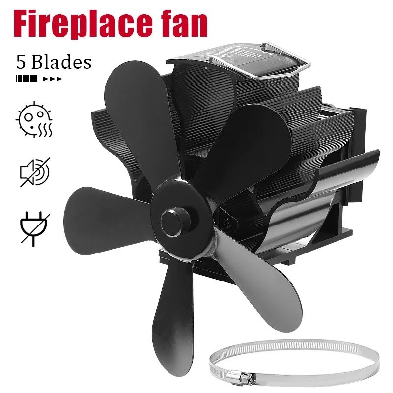 

5 Blade Hanging Fireplace Fan Heat Powered Stove Fan Log Wood Burner Ecofan Quiet Home Fireplace Fan Efficient Heat Distribution