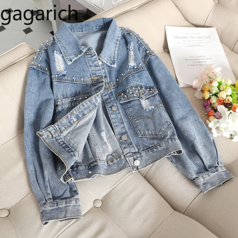 Gagarich Женская куртка 2020 Новый корейский стиль свободный сплошной синий деним