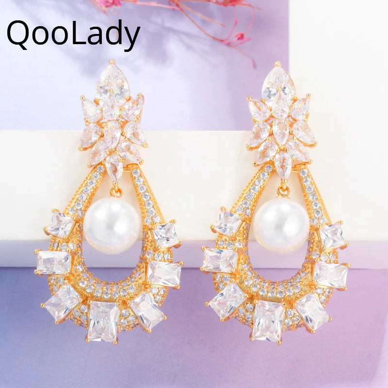 QooLady роскошные квадратные фианиты Кристалл Дубай Африканское золото Большой