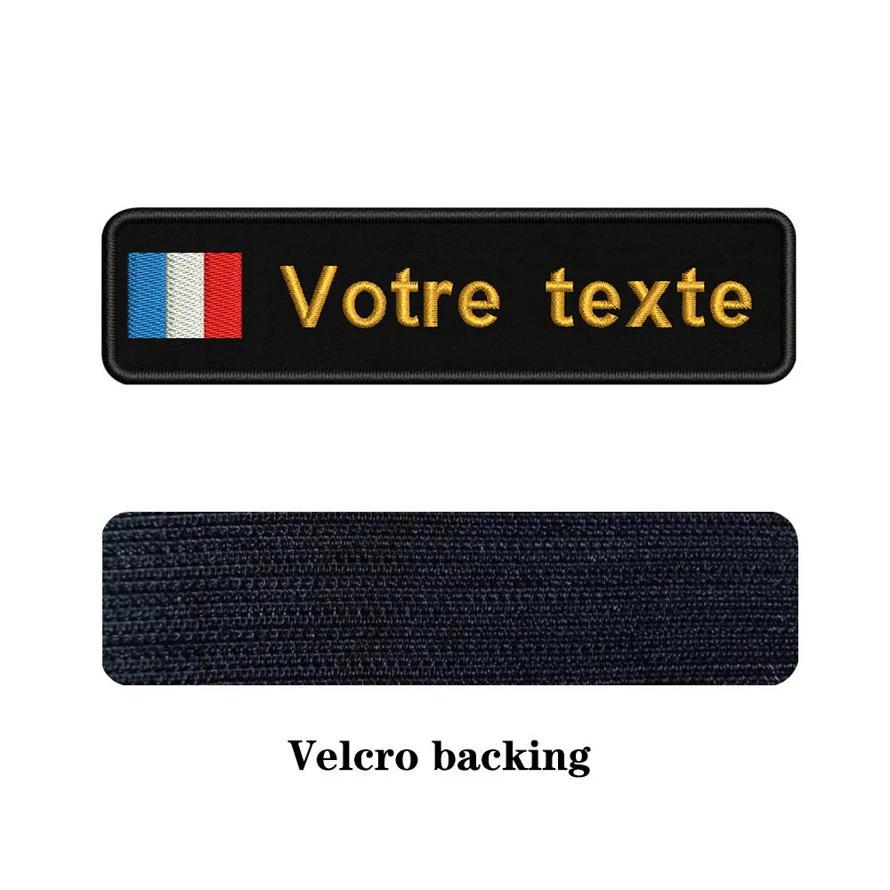 brown-Velcro Таможня Вышивка Флаг Франции имя или заплатка с текстом 10 см* 2,5 см значок Утюг на или липучке Подложка для одежды брюки рюкзак шляпа - Цвет: brown-Velcro