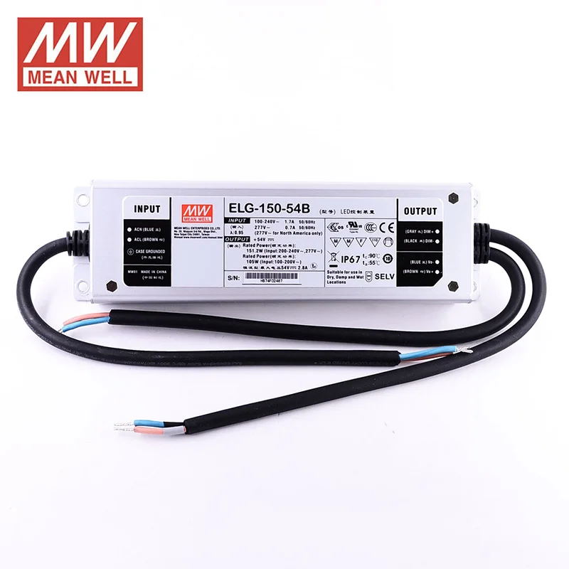 Светодиодный драйвер с регулируемой яркостью MEAN WELL 150 Вт 54 в 110 В/220 В переменного
