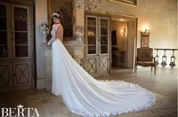 gorgeous gown western style plus size sexy mermaid gelinlik berta long sleeve sheer lace 2021 new fashion wedding dresses
