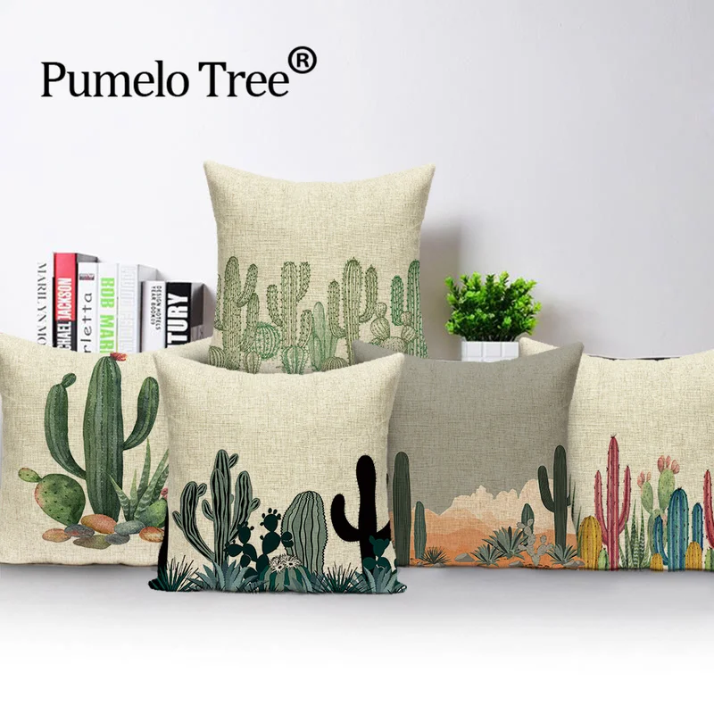 Декоративные Чехлы для подушек с рисунком кактуса Тропическое растение пустыня