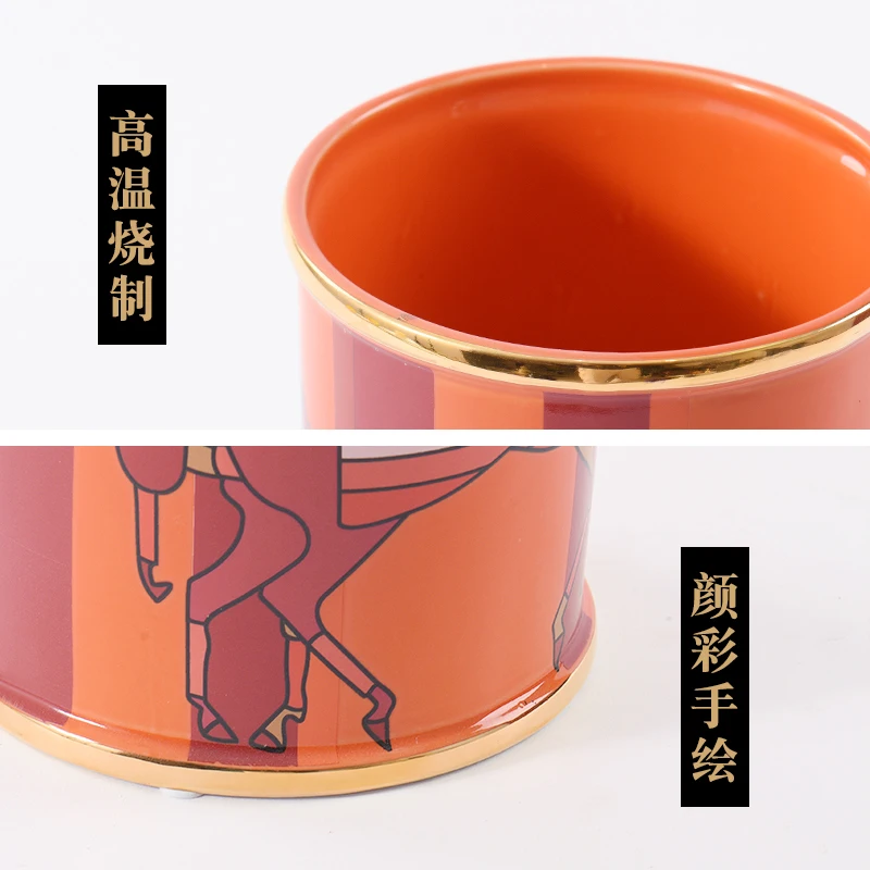 

Modern Light Luxury Jingdezhen Ceramic Orange Yellow Living Room and Bathroom Flower Arrangement Vase Soft DecorationTZ