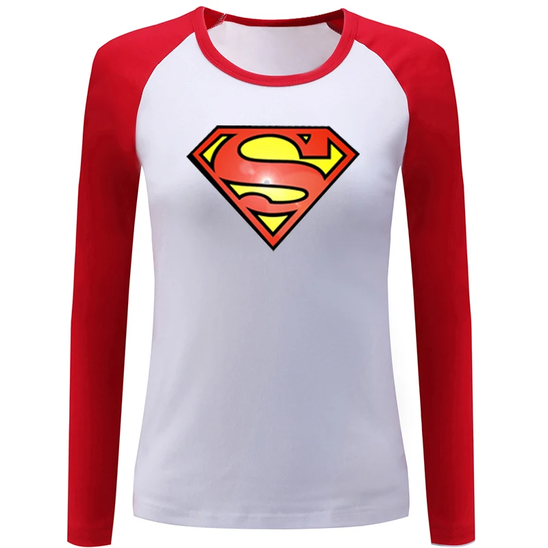 Популярные Супермен Символ супергероя слова BAM женские дамы с длинным рукавом