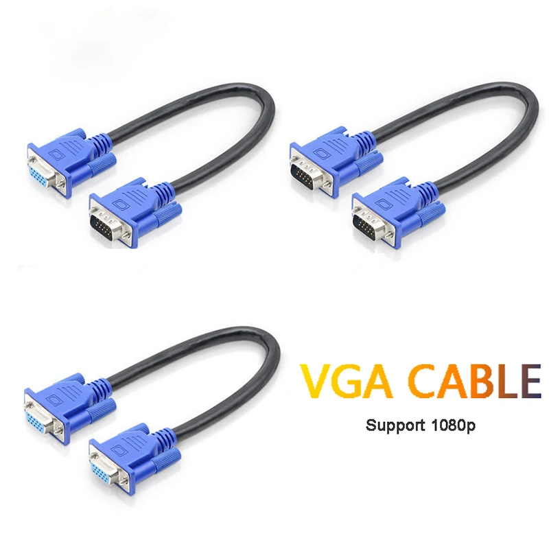 

qywo 30cm 50cm 15Pin VGA D-Sub Short Video Cable Male to Male Male to Female and Female to Female RGB Cable for Monitor