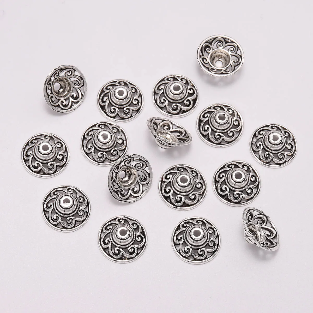 

20pcs/Lot Round Sun Flower 14.5mm Tibetan Antique Loose Sparer End Beads Caps For DIY Earrings Jewelry Making Accessories