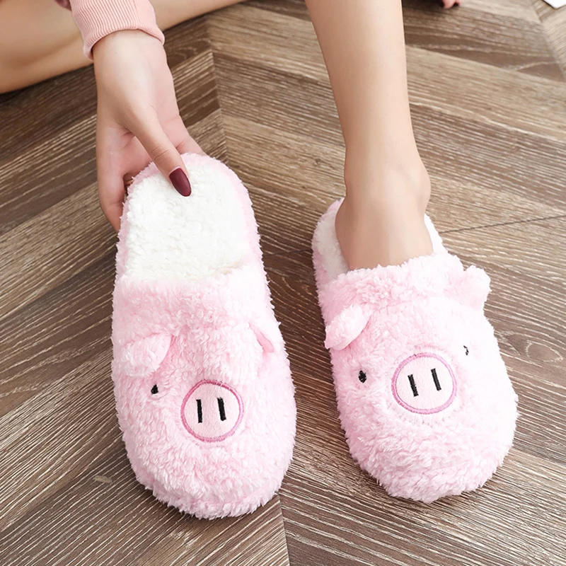 Lucyever/милые зимние домашние женские тапочки с рисунком поросенка теплая плюшевая