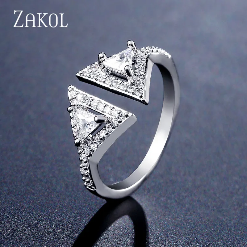 ZAKOL сверкающие в виде геометрических фигур кубического циркония открытые