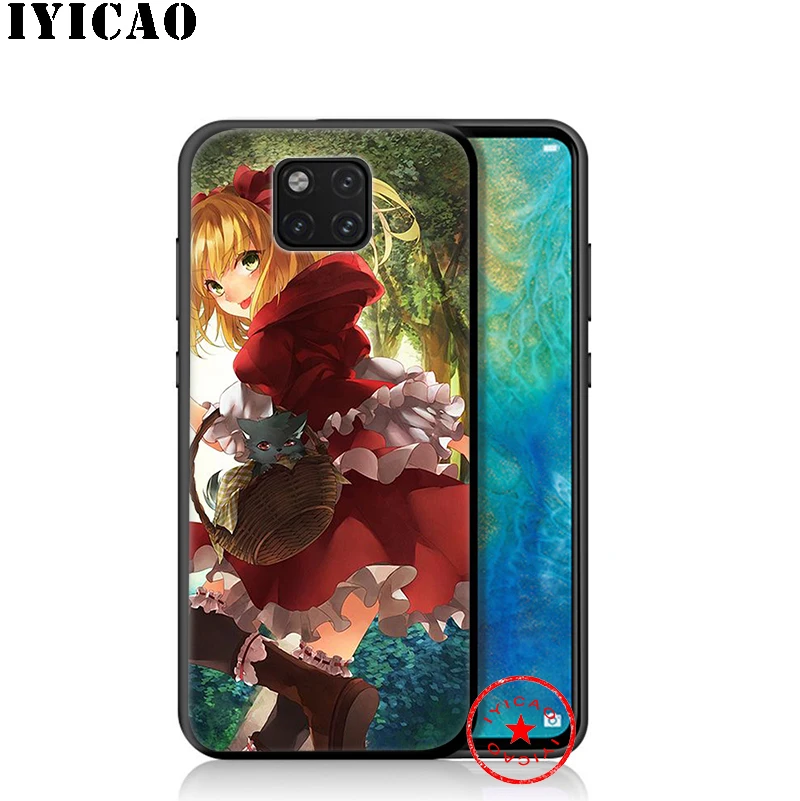Маленький красный капот мягкий черный чехол для huawei mate 30 Lite Pro Y9 Y7 Y6 Prime 2018 2019