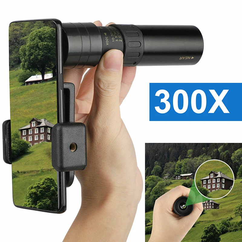 

10-300x40 Mobile Phone Monocular Telescope With Tripod Camera Telescope Zoom Lens Spotting Binoculars For Hunting Fishing