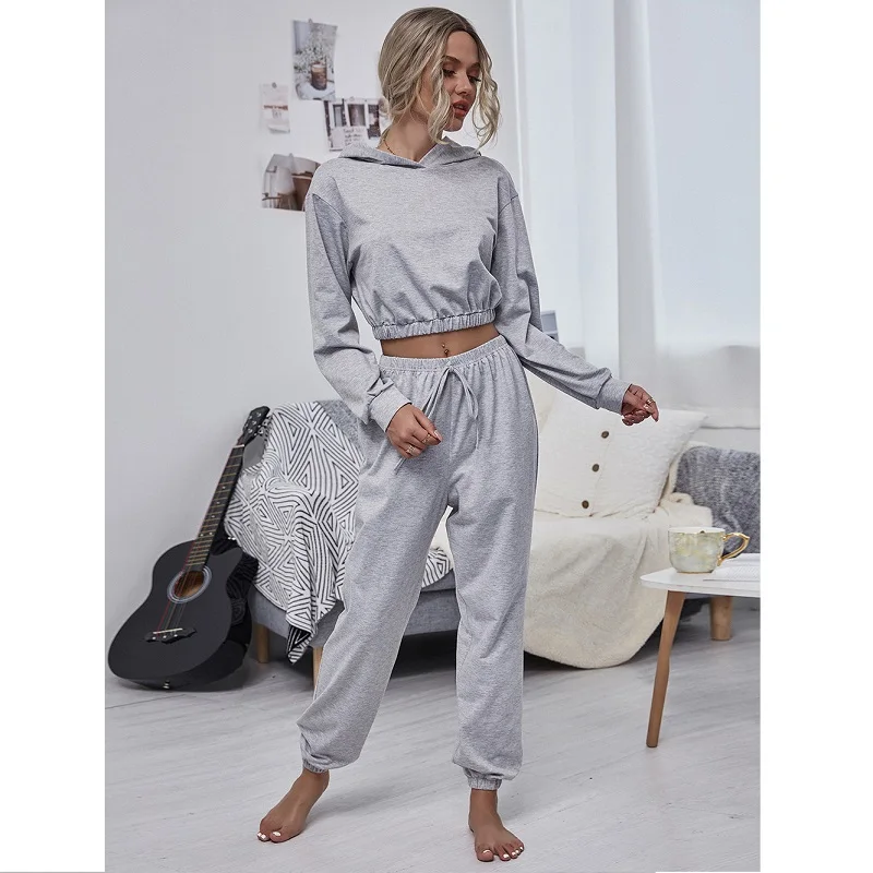 

ZOGAA Suits Women Spring Autumn Fashion Short Tops Casual Gray Street Hipster Solid Sports Suit All-match Hot Sale Tracksuit New